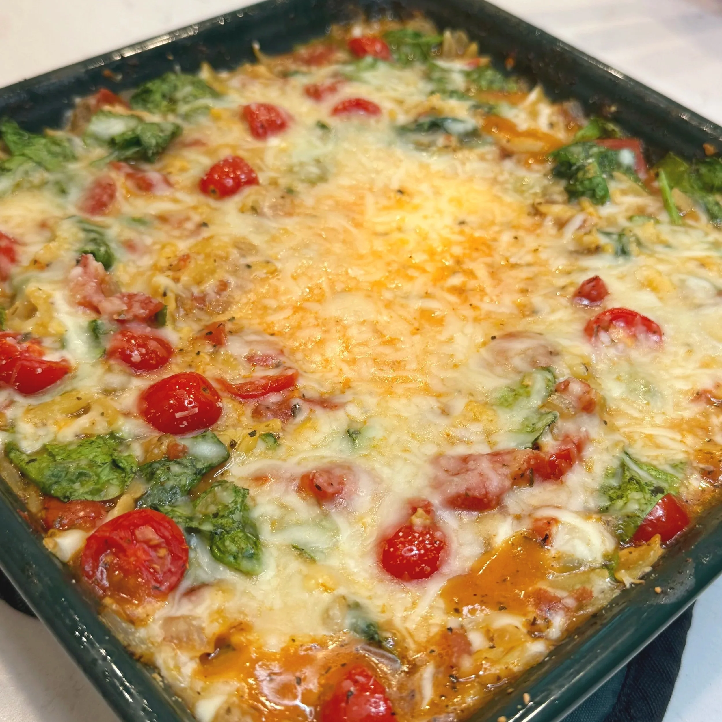 Straight out of the oven — bubbly, golden, and melted through.