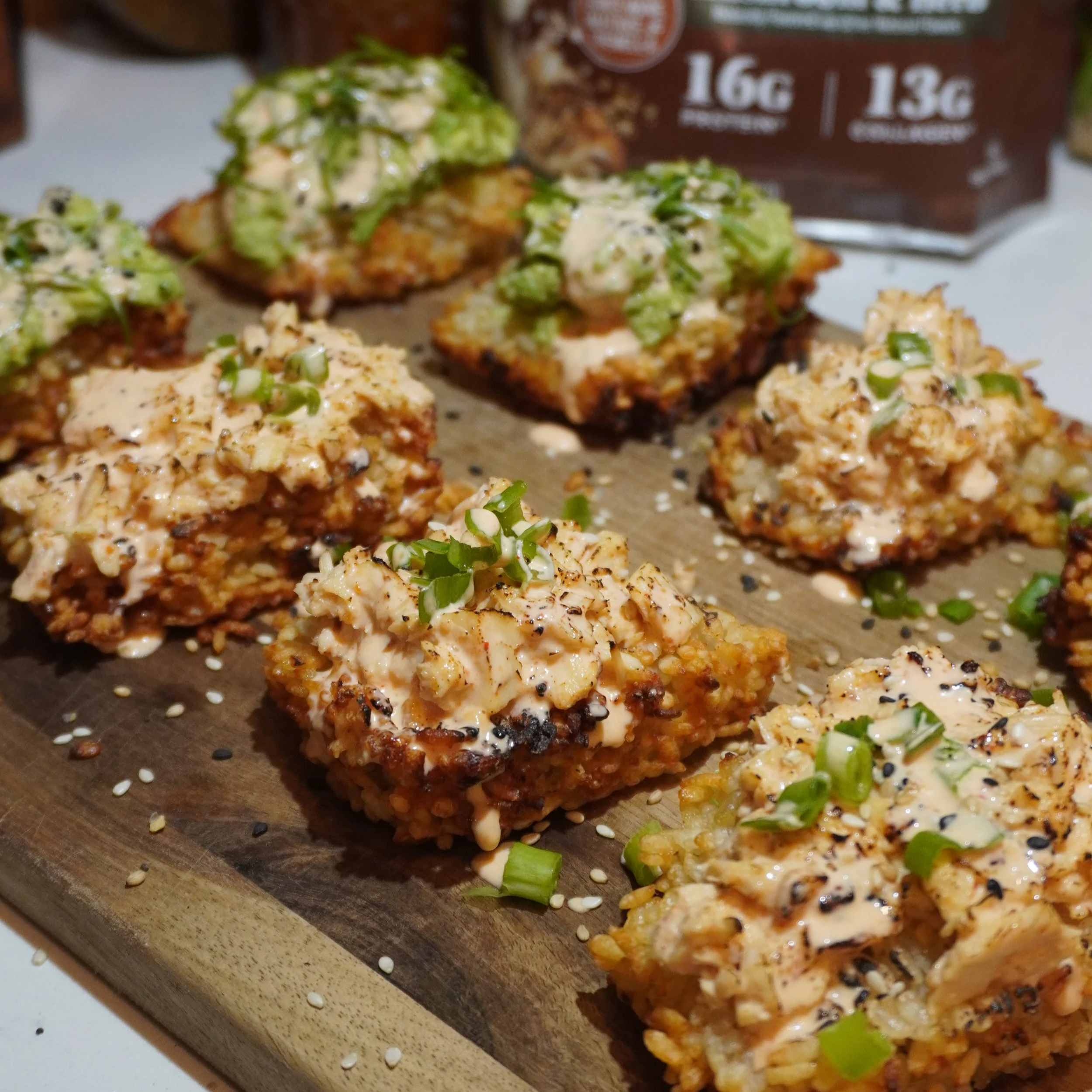Fully assembled dish styled on the board