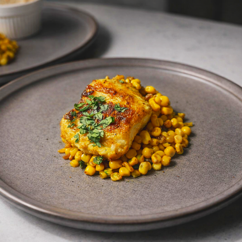   This easy spiced cod with corn relish is a healthy, vibrant dinner inspired by a dish we loved at a local restaurant.  